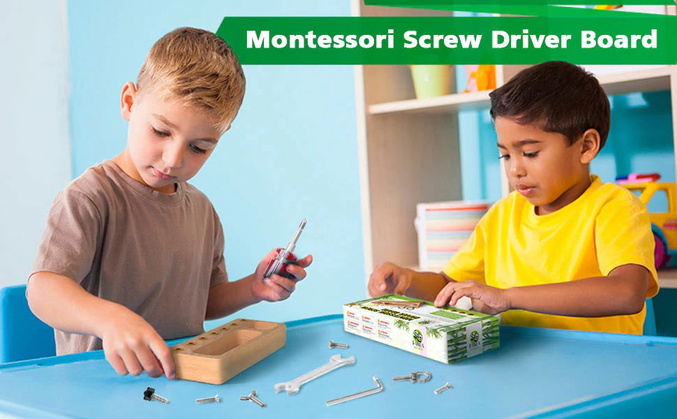 Panda Brothers Montessori Wooden Screw Driver Board