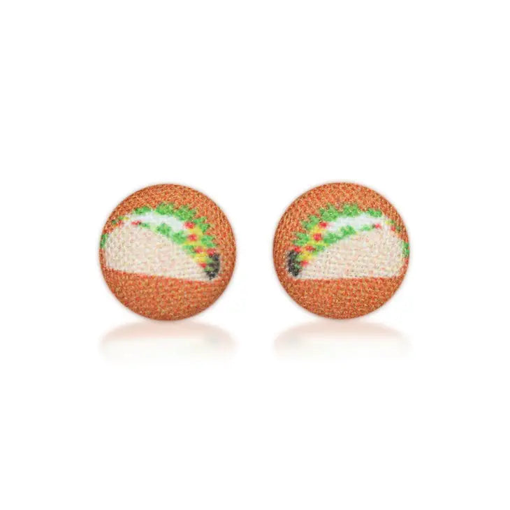 Rachel O's Taco Fabric Button Earrings