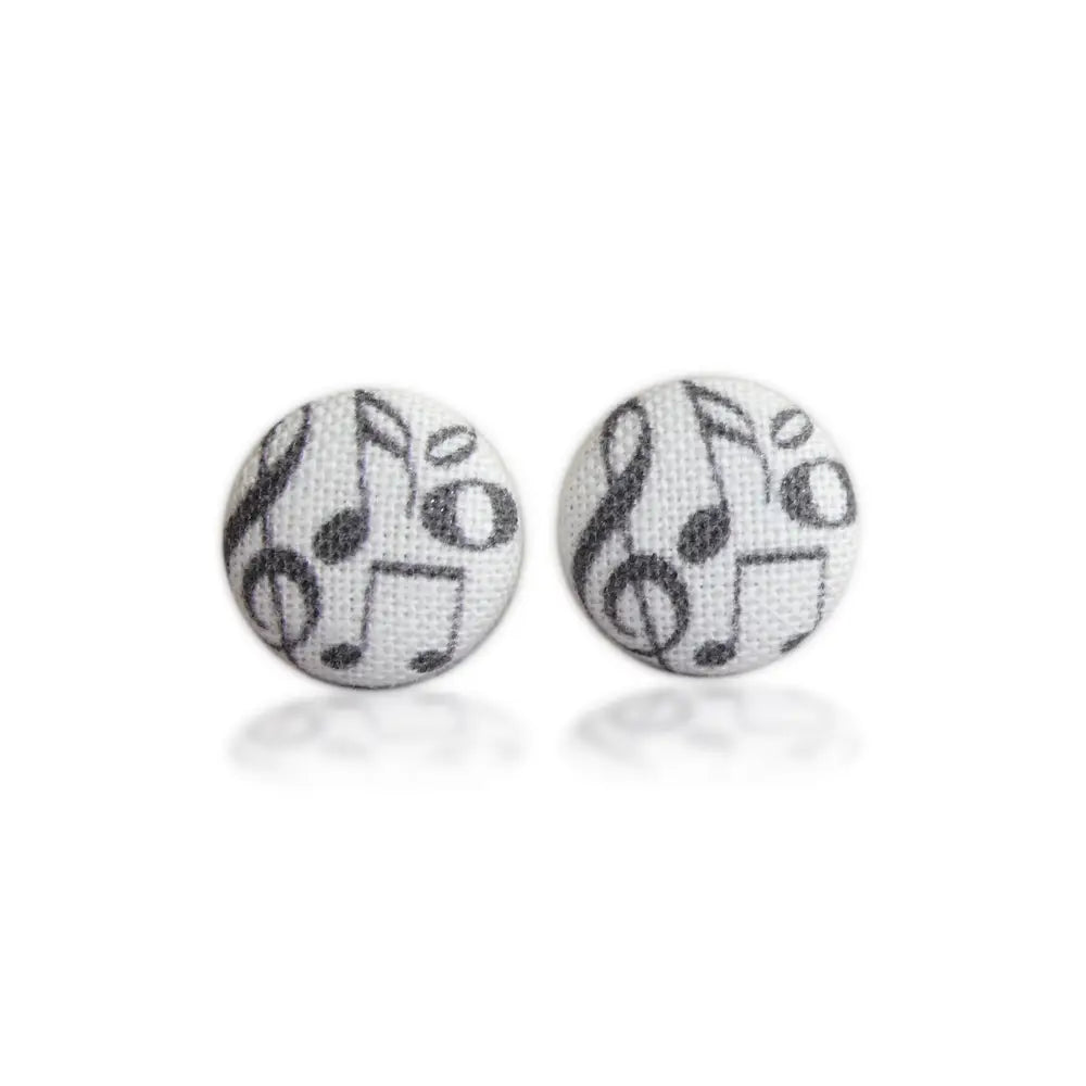 Rachel O's Music Fabric Button Earrings