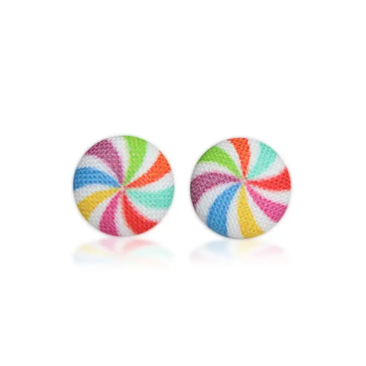 Rachel O's Lollipop Fabric Button Earrings