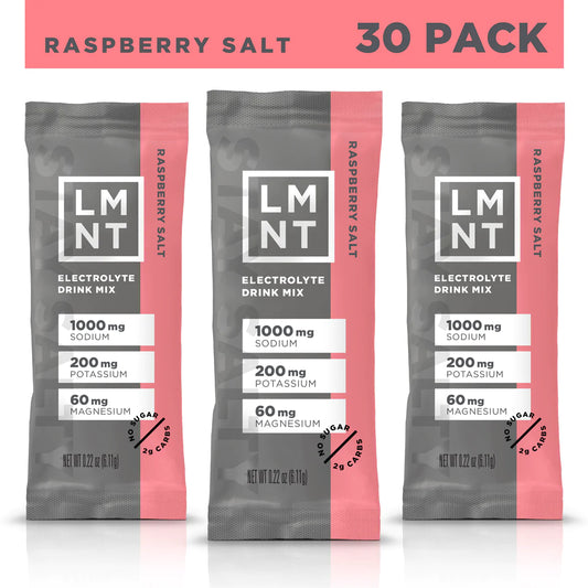 LMNT Raspberry Salt Electrolyte Drink Mix - 30 Count