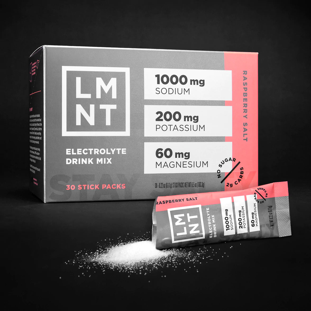 LMNT Raspberry Salt Electrolyte Drink Mix - 30 Count