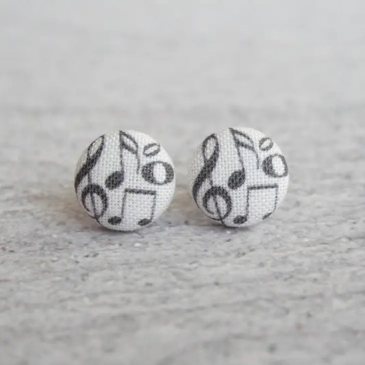 Rachel O's Music Fabric Button Earrings