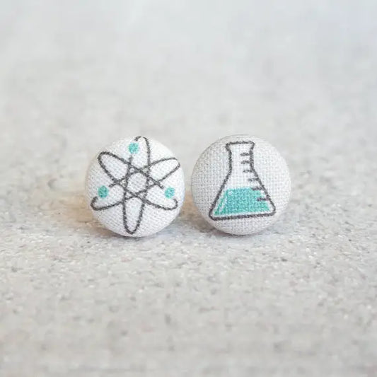 Rachel O's Science Fabric Button Earrings