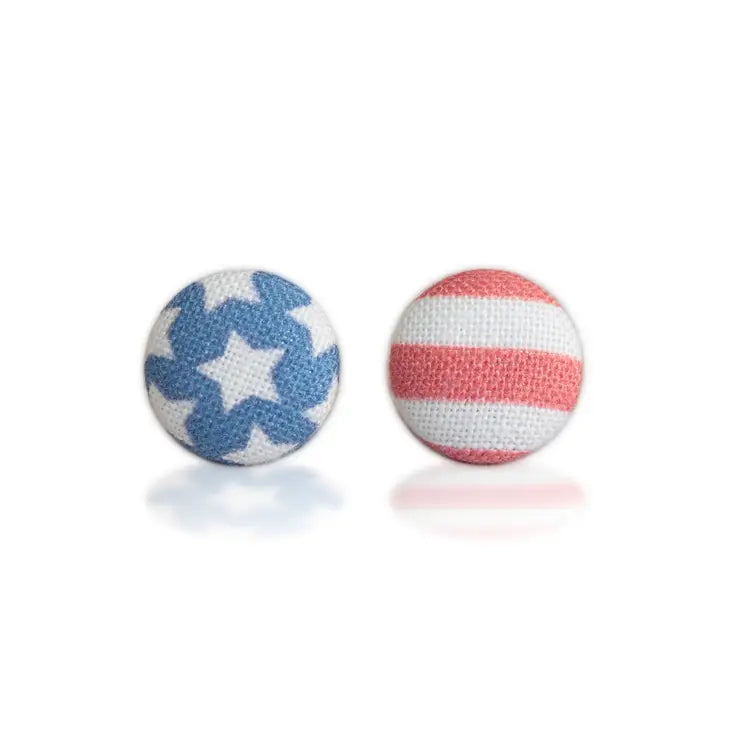 Rachel O's American Flag Fabric Button Earrings