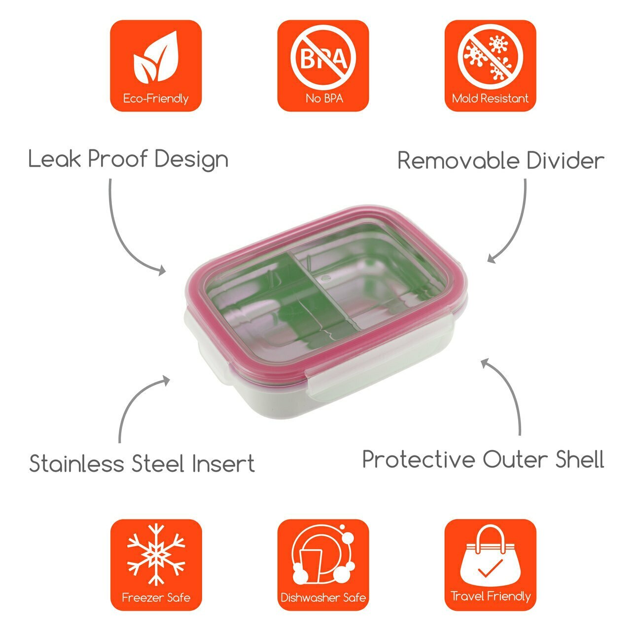 Innobaby Stainless Steel Divided Snack Bento w/Leakproof Lid