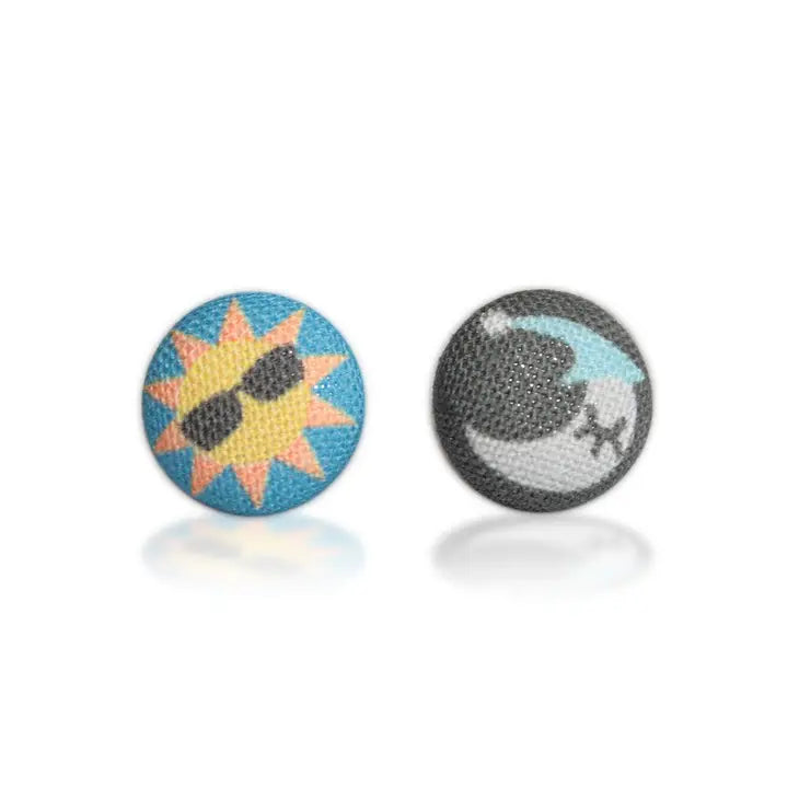 Rachel O's Sun and Moon Fabric Button Earrings