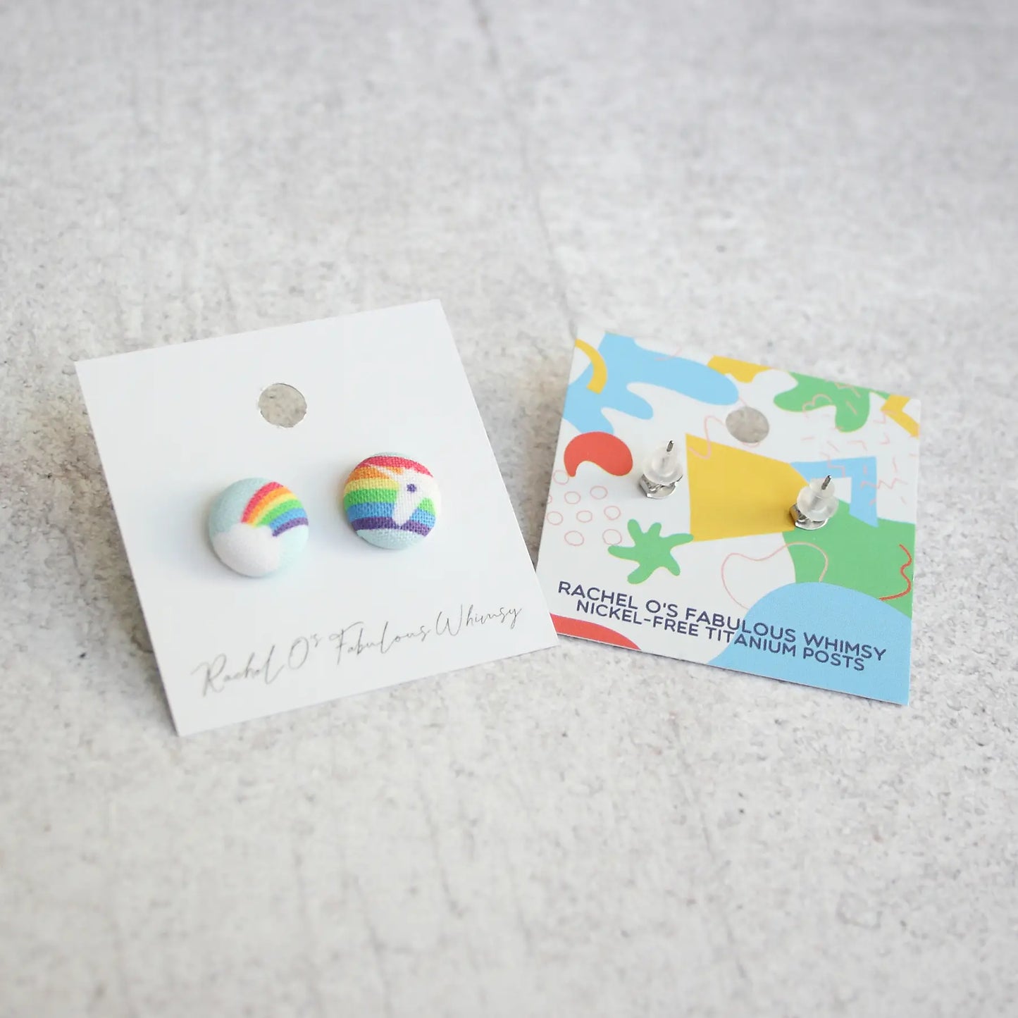 Rachel O's Camp Fabric Button Earrings