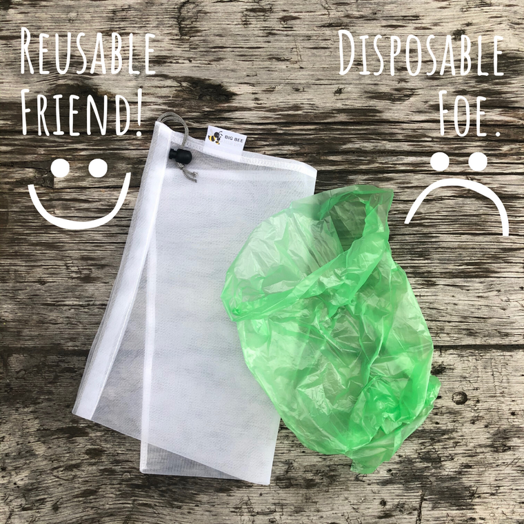 Big Bee Little Bee Reusable Produce Sacks 6 Pack Set